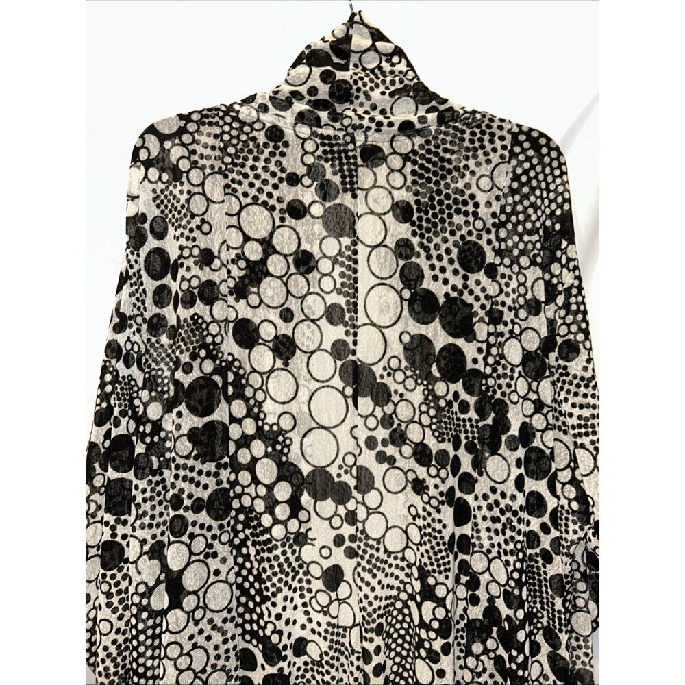 Ali Miles Cardigan Womens Plus 3X Black White Sheer Mesh Sweater Lightweight - Picture 9 of 13